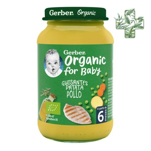 GERBER ORGANIC GUISANTES PATATAS POLLO 1 TARRITO 190 G