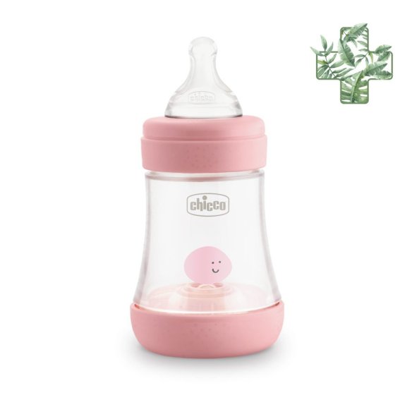 BIBERON PLASTICO T SILICONA CHICCO PERFECT5 ROSA 0M FLUJO LENTO 150 ML