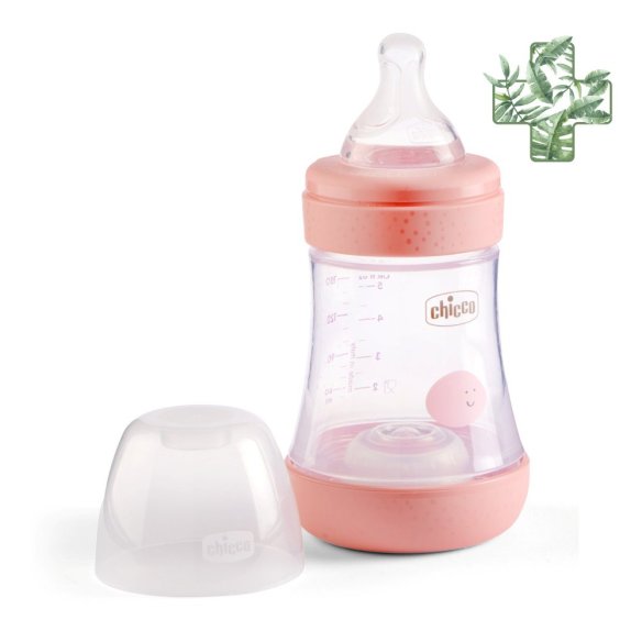 BIBERON PLASTICO T SILICONA CHICCO PERFECT5 ROSA 0M FLUJO LENTO 150 ML