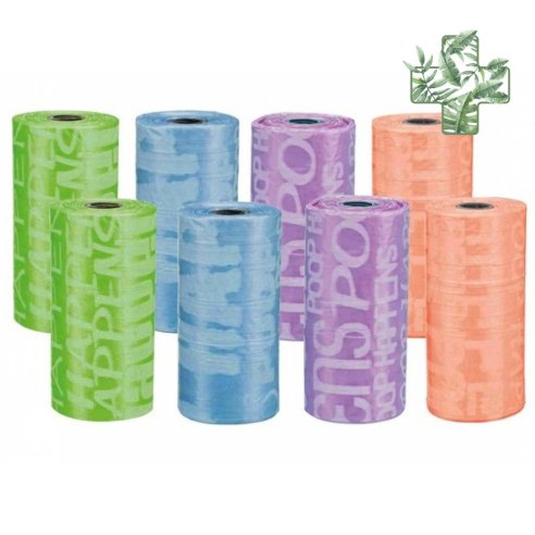 8 Rollos De Bolsas Perro Color Surtido